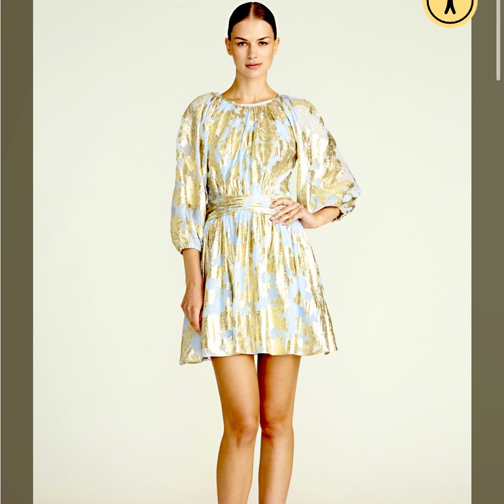 Monique Lhuillier Metallic Chiffon cocktail dress (NEW WITH TAGS) size 10